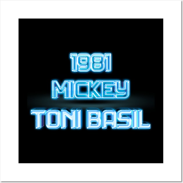 1981 toni basil - neon retro text Wall Art by Mudoroth